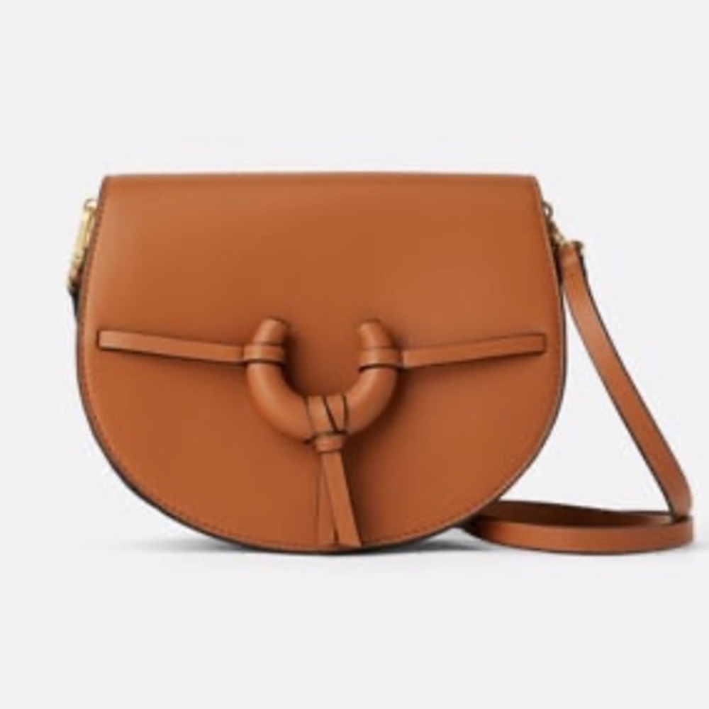 Zara Vegan Leather Saddle Bag With Detachable Crossbody Strap